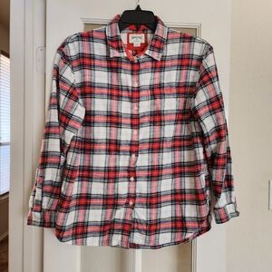 American Eagle Women’s Medium Red/Blue Plaid 100% Cotton Flannel Button-Up Shirt